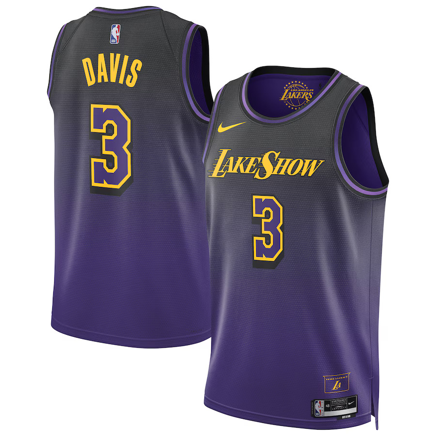 Men Los Angeles Lakers #3 Anthony Davis Nike Purple City Edition 2024-25 Swingman Player NBA Jersey